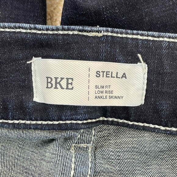 BKE Stella Low Rise Ankle Skinny Distressed Jeans Women's Size 25 Dark Wash - Picture 5 of 9